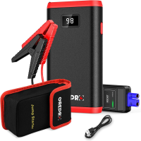 GREPRO 4000 A Jump Starter Power Pack, Noodstarthulp voor Autoaccu’s voor 12 V Voertuigen en Motorfietsen (tot 7,0 L Benzine/5,0 L Diesel) met LCD scherm, LED zaklamp en Draagtas