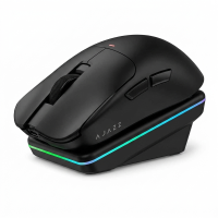AJAZZ AJ200 AI MC Draadloze Gaming Muis met Oplaadstation, AI Assistent, 24000 DPI PAW3311 Sensor, Tri Mode BT/2,4 G/USB C, 63 g Lichtgewicht Ergonomisch voor PC Gaming Kantoor, voor CS2/Valorant/Apex Legend