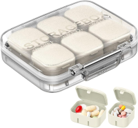 Pillenorganizer GAONLY 4/6 vakken, vrij te monteren reisorganizer voor medicijnen, 10 daagse pillendoos, draagbare pillendoos, waterdichte pillenhouder voor vitaminen, visolie en supplementen, wit