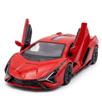 Schaal 1:36 Lamborghini Lightning Red supercar met openslaande deuren, pull back actie, metalen die cast modelauto, speelgoedcadeau voor kinderen