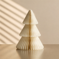 Huacan Kerstboom   Beige drie laags boom, 30 cm