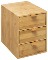 5Five Bamboe en leren opbergdoos   3 lades, lichtbruin, 20 x 15 x 21 cm