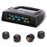 Tymate TPMS systeem voor campers, bandenspanningsmonitor op zonne energie met 4 sensoren, 0 87PSI, 6 alarmmodi, LCD kleurendisplay, geschikt voor campers/aanhangwagens/vrachtwagens/SUV's, TM2C+4TS2
