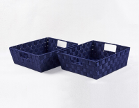 KEVAHOME 2 delige set boodschappentassen met PP geweven banden en schap, marineblauw, 38 × 33 × 12,5 cm, nieuwjaarspromotie, voorkeurskeuze als feestcadeau