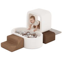 BanaSuper kinderspeelset, XXL schuimrubberen bouwblokken voor peuters, baby schuimrubberen balbak, klimblokken met balbak (geen ballen), klim  en kruipbaan, Montessori speelgoed