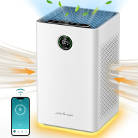 Jafända Luchtreiniger voor grote ruimtes tot 1190 ft², H13 True HEPA filter met actieve kool, slimme wifi & Alexa bediening, verwijdert stof, pollen, rook en geuren, slaapmodus op 23 dB