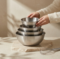 PURE COOK 304 roestvrijstalen mengkom in Japanse stijl slakom voorbereidingskom nestbare opslag vaatwasserbestendig 7,48 inch 8,66 inch 9,84 inch 11,02 inch 4 delig