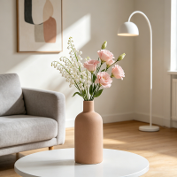 1 Stuk 6,88 inch/17,5 cm decoratieve keramische vazen | Kleine vaas voor tafeldecoratie in de eetkamer | Moderne decoratie voor droogbloemen, pampas en boeketten