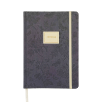 Jubiluu A5 gelinieerd notitieboek met harde stoffen kaft met bloemenpatroon   96 vellen (100 g offsetpapier), bladwijzer en elastische band   klassiek crèmekleurig gelinieerd dagboek voor schrijven, school, kantoor en cadeaus   Middernachtbloesem