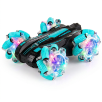 4WD RC Stuntauto 17,3 cm, Dubbelzijdig Flip Off Road Auto, 9 cm LED Wielen, 360° Lateral Drift Schokbestendig Kinder Binnen Buiten Speelgoed Cadeau, One Piece in Groen