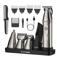 BarberBoss QR 6010 5 in 1 Baardtrimmer   Tondeuse & Bodygroomer   Neus  & Oortrimmer   LED Display   USB C Oplaadbaar   Waterbestendige Grooming Set voor Mannen