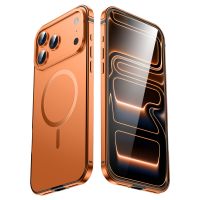 IM CHEN iPhone 18 Pro Max hoesje, Compatibel met 17 Pro Max, Legeringframe, Originele kleur, MagSafe magnetische versie, Oranje, 1 stuk