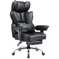 GTPlayer Big & Tall bureaustoel, zwaar model directiestoel met voetensteun, ergonomische stoel met hoge rugleuning van PU leer, draaibare en verstelbare computerstoelen voor thuis