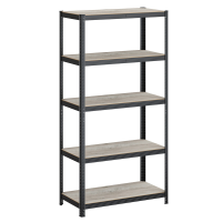 JOYFURNOS 5 laags stellingkast, stalen stellingkast voor opslag, montage zonder gereedschap, voor garage, schuur, draagvermogen 600 kg, 50 x 100 x 200 cm, greige en zwart