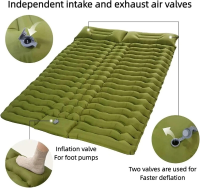 VXOYO Dubbel Camping Slaapmat 200 x 140 cm Ultralichte Opblaasbare Mat met Ingebouwd Kussen & Voetpomp, Ingepakte Afmetingen 29 x 16 x 16 cm, Gewicht 1,7 kg, Dubbel Groen