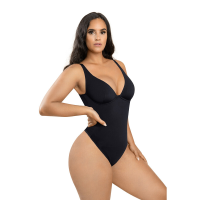 Feelingirl Plunge V hals bodyuit, buikcontrole, maat S, zwart