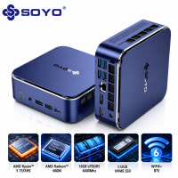 SOYO S5Air mini pc, AMD Ryzen 5 7535HS mini pc Windows 11 Pro (6 kernen 12 threads, tot 4,55 GHz) 16 GB LPDDR5 512 GB NVME SSD minicomputer | AMD Radeon 660 M | Bluetooth 5,2 | Wi Fi 6E | 8K