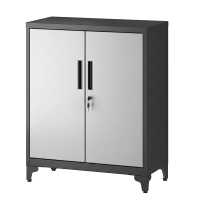 JOYFURNOS archiefkast, multifunctionele garagekast, kantoorkast met 2 deuren, afsluitbare kast, stalen opbergkast, met opbergplanken, zilver en zwart