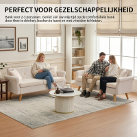 HONEYOU 164 cm loveseat, mid century modern decor loveseats voor woonkamer, geknoopte gestoffeerde kleine bank voor slaapkamer, stevig en eenvoudig te installeren loveseats meubels, kortpolig pluche, beige