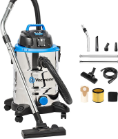 Vacmaster VQ1530SFDC 3 in 1 nat  en droogzuiger met blaasfunctie en stopcontact voor elektrisch gereedschap, 1500 W, 30 l roestvrijstalen tank