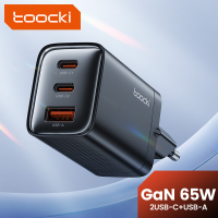 Toocki 65 W GaN USB C wandoplader zwart, 3 poorts snellaadstroomadapter voor iPhone 18/17/16/15 serie, Galaxy S25/S24, Pixel 10/9, MacBook Pro/Air, Dell XPS, iPad Pro