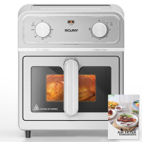 ROUNY 6,5 liter Airfryer oven, volledig roestvrijstalen airfryer met kijkvenster, klassieke draaiknopbediening, bakken zonder omscheppen, 360° hete lucht voor gezinskoken, Blaze S