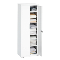 JOYFURNOS 4 Laags Dossierkast, Multifunctionele Kast, Stalen Opbergkast, Dubbele Deuren, Wit
