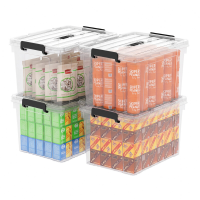 SPACEXPERT Draagbare Transparante Plastic Opbergdozen met Deksels, Organizer Container met Handvat en Clips, 50 L x 4, Afmetingen: 51*39*33 cm