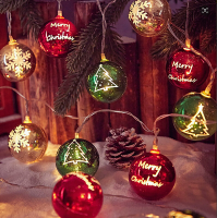 LED kerstverlichting, rode, groene en witte bolletjes met sneeuwvlokpatroon, geschikt voor binnen  en buitendecoratie, Moederdag, Kerstmis, bruiloftdecoratie