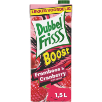 DubbelFrisss Boost Framboos Cranberry Sap   1.5 L