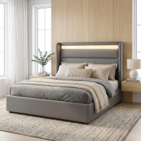 URBAN MEUBLE LED Collection gestoffeerd hydraulisch opbergbed 140x200 cm