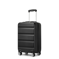 KONO 20 inch ABS+PC harde schaal cabin koffer met TSA slot en stille zwenkwielen, lichtgewicht handbagage met horizontaal gegraveerd ontwerp (Zwart, 55x35x22 cm)