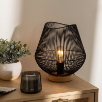 Atmosphera Jena Tafellamp   Zwarte Metalen Draad, 28 cm