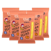 5X Ella's Kitchen Biologisch Maize Sticks 7+m Bio Perzik & Banaan 16 gr