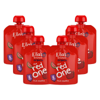 6X Ella's Kitchen Biologisch Knijpfruit 6+m Banaan, Aardbei, Appel, Framboos & Watermeloen 90 gr