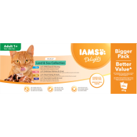 2X IAMS Delights Land   Sea Adult Kattenvoer Nat in Gelei 48 x 85 gr