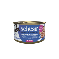 12X Schesir Complete & Balanced Kattenvoer Tonijn en Witvis in Boullion 85 gr