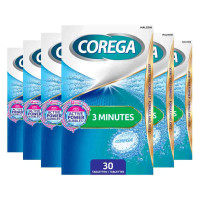 6X Corega Reinigingstabletten 3 Minutes 30 stuks