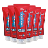 6X Wella New Wave Rock & Hold Ultra Strong Gel 200 ml