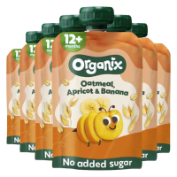 6X Organix Knijpfruit 12+m Havermout Abrikoos & Banaan BIO 100 gr