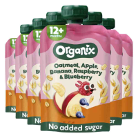 6X Organix Knijpfruit 12+m Haver Appel & Banaan BIO 100 gr