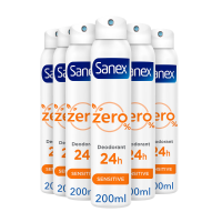 6X Sanex Deodorant Spray Zero% Sensitive 200 ml