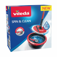 Vileda Spin & Clean Mop Complete Set Rood en Zwart 1 set