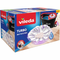Vileda Turbo 3in1 Mopset   Met Pedaalsysteem Zwart Rood Wit Blauw 1 set