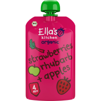 Ella's Kitchen Biologisch Knijpfruit 4+m Aardbei, Rabarber & Appel 120 gr
