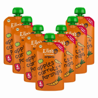 7X Ella's Kitchen Biologisch Knijpfruit 4+m Wortels, Appels & Pastinaak 120 gr