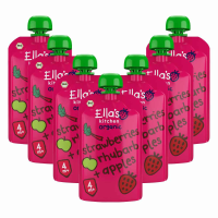 7X Ella's Kitchen Biologisch Knijpfruit 4+m Aardbei, Rabarber & Appel 120 gr