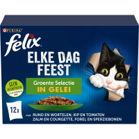 4X Felix Kattenvoer Nat Pouch in Gelei Elke Dag Feest Groente Selectie 12 x 85 gr