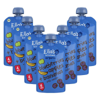 7X Ella's Kitchen Biologisch Knijpfruit 4+m Blauwe Bessen, Appel & Banaan 120 gr