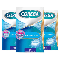 3X Corega Reinigingstabletten Anti bacterie 66 stuks